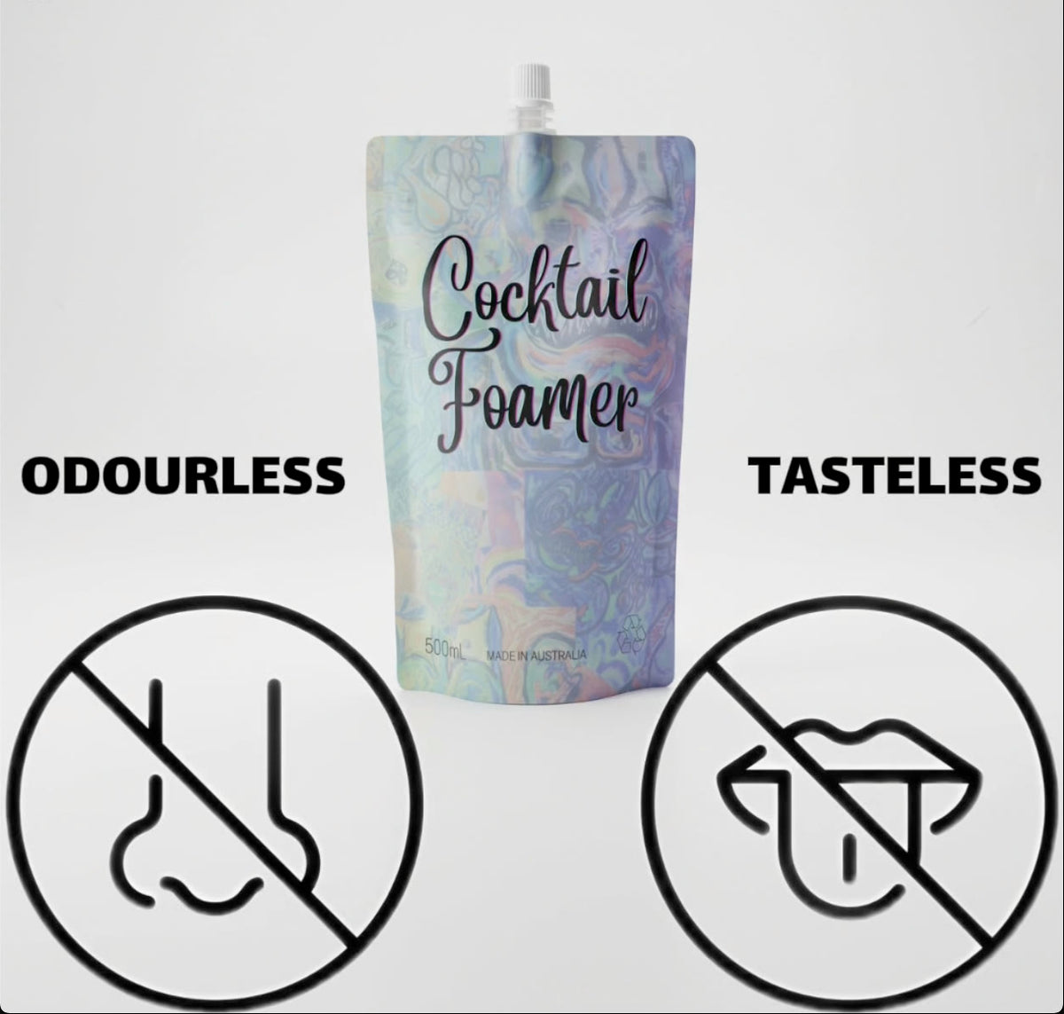 Cocktail Foamer 500ml pouch — odourless and tasteless badge