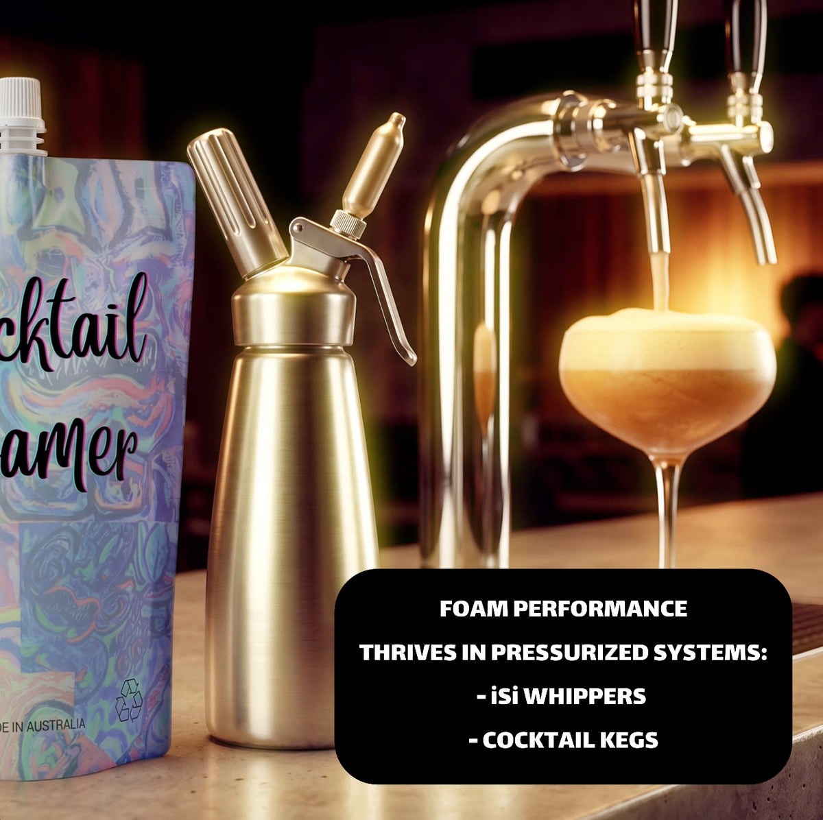 Cocktail Foamer foam thrives in pressurised systems — iSi whippers and cocktail kegs