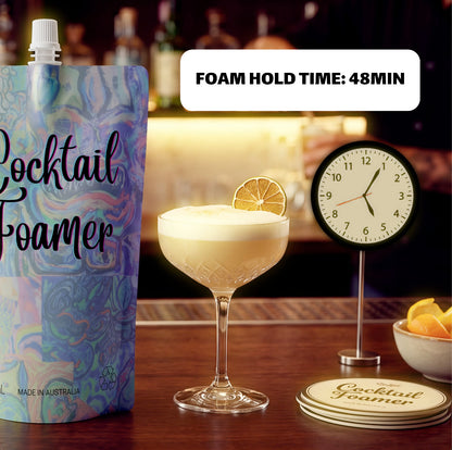 Cocktail Foamer foam hold time — 48 minutes in the glass